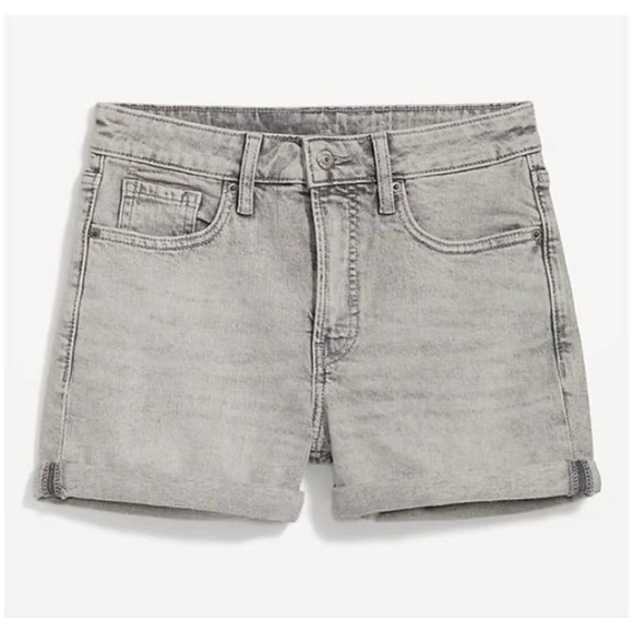 Old Navy High-Waisted O.G. Straight Cuffed Gray Jean Shorts Size 18 - Picture 2 of 10